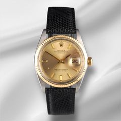 Rolex Vintage 36mm Datejust Gold Dial Steel Yellow Gold Fluted Men's Watch 1601