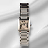 Cartier Ladies Tank Francaise 20mm Quartz Steel Roman Dial Watch 2384