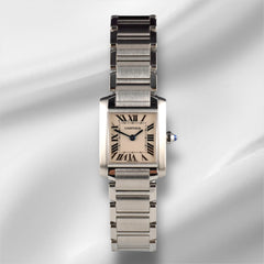 Cartier Ladies Tank Francaise 20mm Quartz Steel Roman Dial Watch 2384