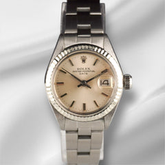 Rolex 26mm Date Silver Dial Automatic Steel Vintage Ladies Watch 6917