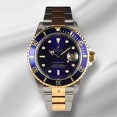 Rolex Submariner Date 40mm 18k Gold & Steel BLUE Dial Oyster Watch 16613 PAPERS