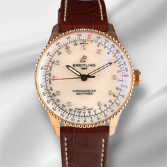 Breitling 36mm Navitimer Rose Gold Mother of Pearl Dial Watch R17327211A1P1