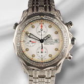 Omega 42mm Seamaster Chronograph 6ct Iced Out White Dial Men's Watch 2598.20