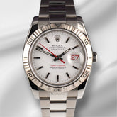 Rolex 36mm Datejust Turn-O-Graph Steel White Gold White Dial Men's Watch 116264