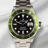 Rolex 40mm Submariner Date Kermit Green Bezel Steel Black Dial Watch 16610LV