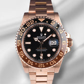 Rolex 40mm GMT Master II Black Brown Root Beer Rose Gold Mens Watch 126715