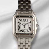 Cartier Panthere Jumbo 29mm Stainless Steel White Dial Mens Watch Ref 1300
