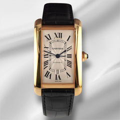 Cartier 31mm Tank Americaine XL Rose Gold Silver Dial Automatic Men's Watch 2927
