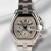 Cartier 43mm Roadster XL Chronograph Silver Dial Steel Men's Watch 2618