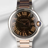 Cartier 42mm Ballon Bleu Steel Rose Gold Chocolate Dial Men's Watch 3001