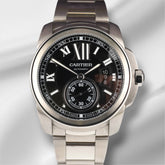 Cartier Calibre 42mm Black Dial Automatic Stainless Steel Men's Watch 3389