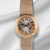 Cartier 30mm Ballon Blanc Rose Gold Diamond Bezel Silver Dial Ladies Watch 4162