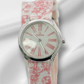 Omega 26mm De Ville Mini Tresor Steel Diamonds Ladies Watch Red Strap 428.17.26