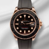 Rolex 37mm Yacht-Master Oysterflex Ceramic Bezel Rose Gold Men's Watch 268655