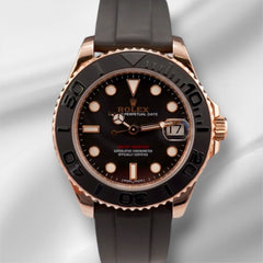 Rolex 37mm Yacht-Master Oysterflex Ceramic Bezel Rose Gold Men's Watch 268655