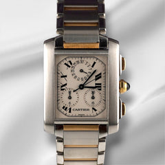 Cartier 37.0x28.0mm Tank Francaise Chronograph Steel Yellow Gold Mens Watch 2303