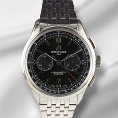 Breitling 42mm Premier B01 Chronograph Green Dial Steel Mens Watch AB0118