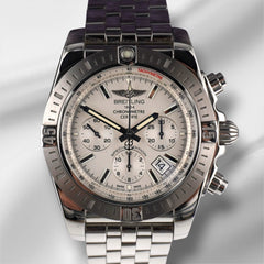 Breitling 44mm Chronomat Stainless Steel Silver Dial Men's Watch AB011511