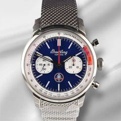 Breitling 41mm Top Time B01 Shelby Cobra Blue Dial Steel Watch AB01763A1C1A1