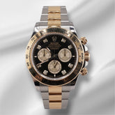 Rolex Daytona Cosmograph 40mm Gold & Steel Mens Black Diamond Dial Watch 126503