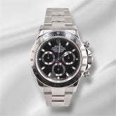 Rolex Daytona 40mm Stainless Steel Black Dial Smooth Oyster Watch 116520