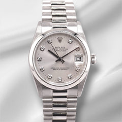 Rolex 31mm Datejust Diamond Dial President Band Platinum Ladies Watch 68246