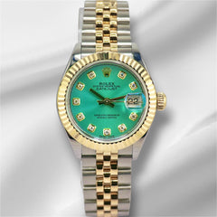 Rolex 28mm Datejust Lady Stainless Steel & Yellow Gold Mint Green Dial 279173