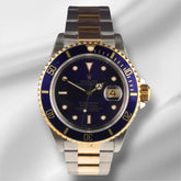 Rolex Submariner Date 40mm 18k Gold & Steel BLUE Dial Oyster Watch 16613 PAPERS