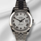 Rolex Datejust 41mm White Roman Dial Steel Mens Watch 126300