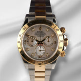 Rolex 40mm Daytona Steel Yellow Gold MOP Diamond Dial Mens Watch 116523