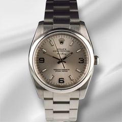 Rolex 34mm Oyster Perpetual Air King Silver Dial Steel Mens Watch 114200