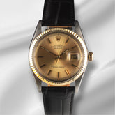 Rolex Vintage 36mm Datejust Gold Dial Steel Yellow Gold Fluted Men's Watch 1601