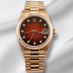 Rolex Datejust 31mm 18k Yellow Gold Red Ombre Dial Ladies Watch 68278