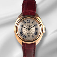 Cartier Cle 31mm Rose Gold Silver Dial Ladies Watch 3947/WGCL0010