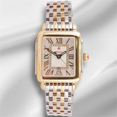 Michele 31mm Deco Madison Silver Set with Diamonds Dial Ladies Watch 0.10ct