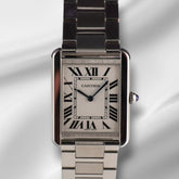 Cartier Tank Solo 27x34mm Steel Silver Dial Men's Watch 3169
