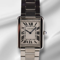 Cartier Tank Solo 27x34mm Steel Silver Dial Men's Watch 3169