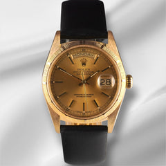 Rolex Day-Date 36mm 18k YG President Bark Leather Band Men's Watch 18078