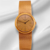Patek Philippe 25mm 18K YG Mesh Band Gold Dial Ladies Watch 3338