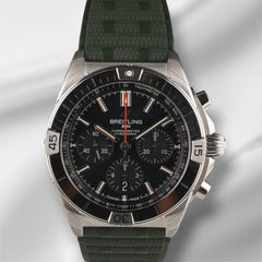 Breitling Chronomat B01 42mm Green Dial Steel Rubber Strap Watch AB0134101L2S1