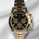 Rolex Daytona 40mm Steel Yellow Gold Black Diamond Dial Mens Watch 126503