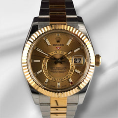 Rolex Sky-Dweller 42mm 18K YG / Steel Gold Dial Oyster Men's Watch 326933