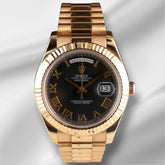 Rolex Day-Date 41mm Rose Gold Black Dial President Bracelet Men's Watch 218235