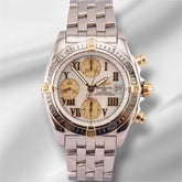 Breitling Chrono Cockpit 39mm 18k YG & Steel Rotating White MOP Dial B13357