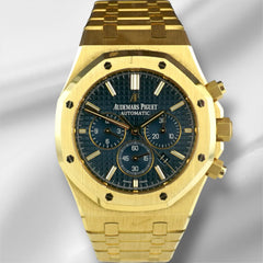Audemars Piguet 41mm Royal Oak 18K Yellow Gold Blue Dial Men's Watch 26320BA