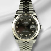 Rolex Datejust 41mm Steel White Gold Gray Diamond Dial Mens Watch 126334