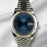 Rolex Datejust 41mm Steel White Gold Blue Roman Dial Men's Watch 126334