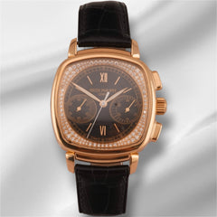 Patek Philippe Chronograph 35.5X40mm 18k RG Leather Band Black Dial 7071R-010