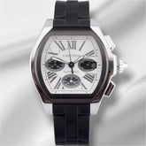 Cartier Roadster 44mm Ion Black Rubber Band Whiten Roman Dial RW6206020