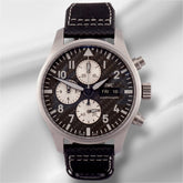 IWC Pilot Spitfire 43mm Titanium Fixed Bezel Calfskin Band Carbon Dial Iw377903